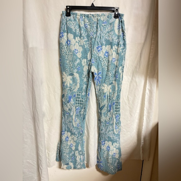 Abercrombie & Fitch Teal Floral Wide-Leg Pants - Picture 5 of 10